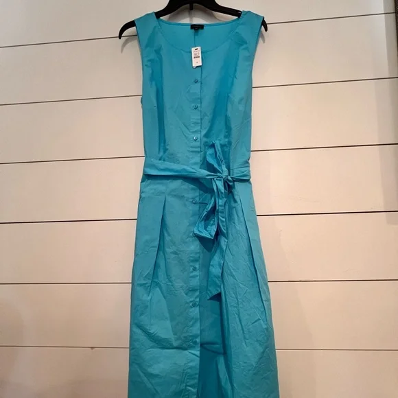 NEW Talbots blue button down sleeveless dress - Picture 2 of 5